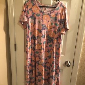 LuLaRoe Carly - purple, pink, lt orange floral.